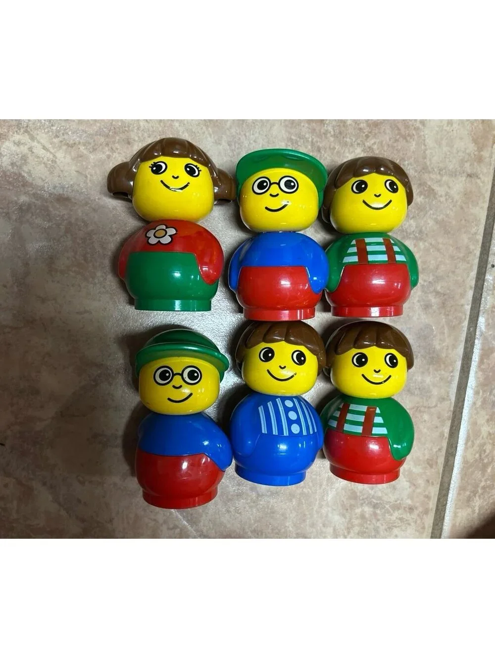 Vintage LEGO DUPLO People Figures Lot of 6 Family Kids Retro Minifigures